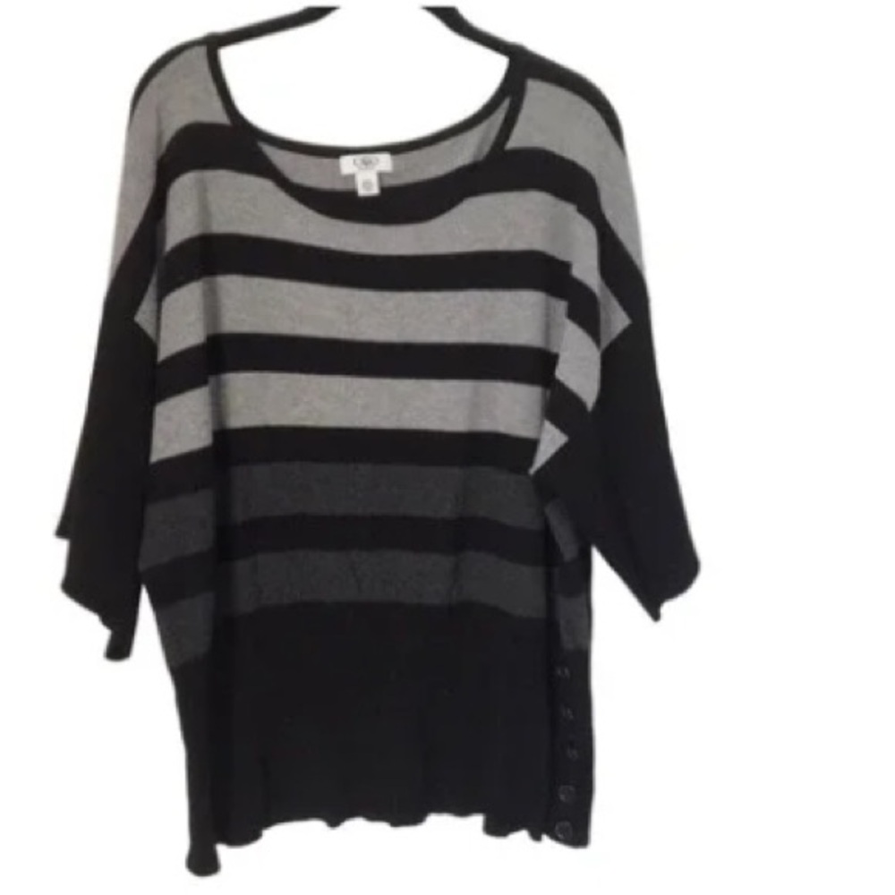Women's Black and Gray Striped Sweater
